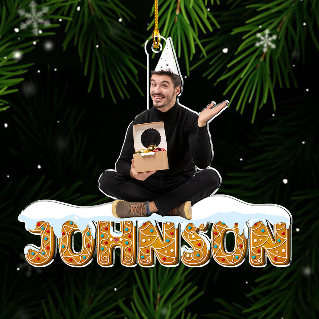 Custom Photo Family Ornament, Christmas Gift for Family Members • Christmas Name With Photo - Personalized Acrylic Ornament