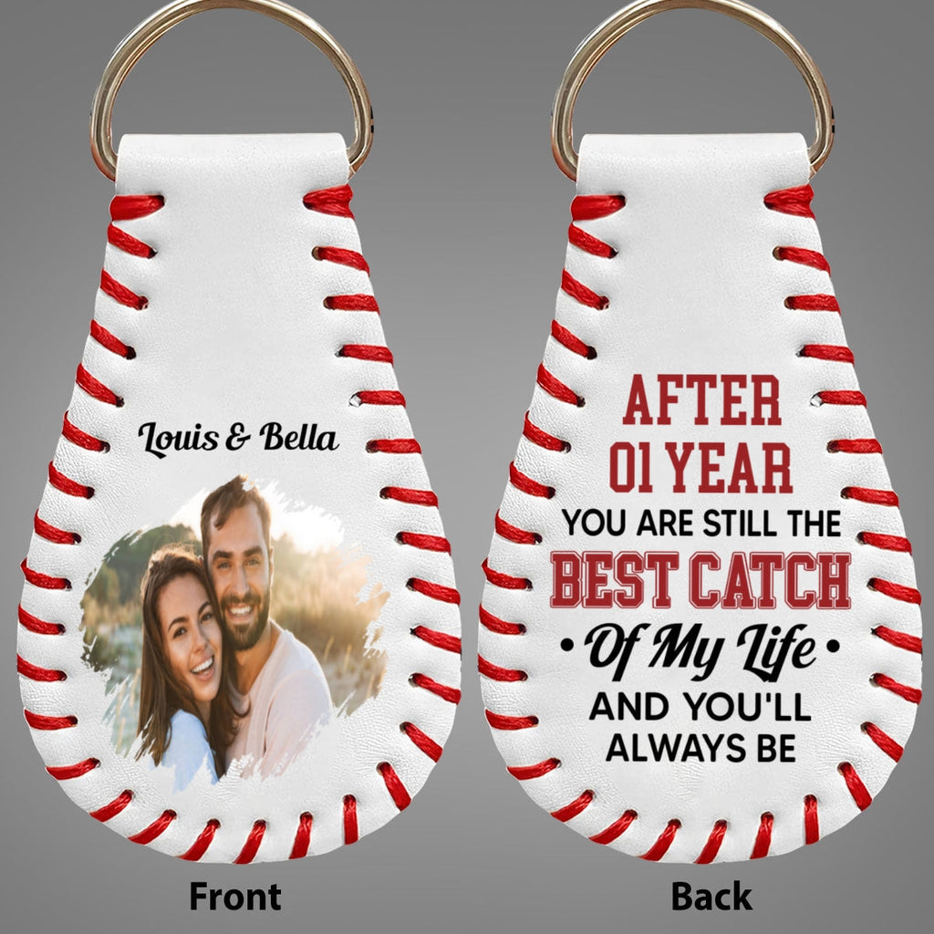 Best Catch - Personalized Leather Baseball Keychain