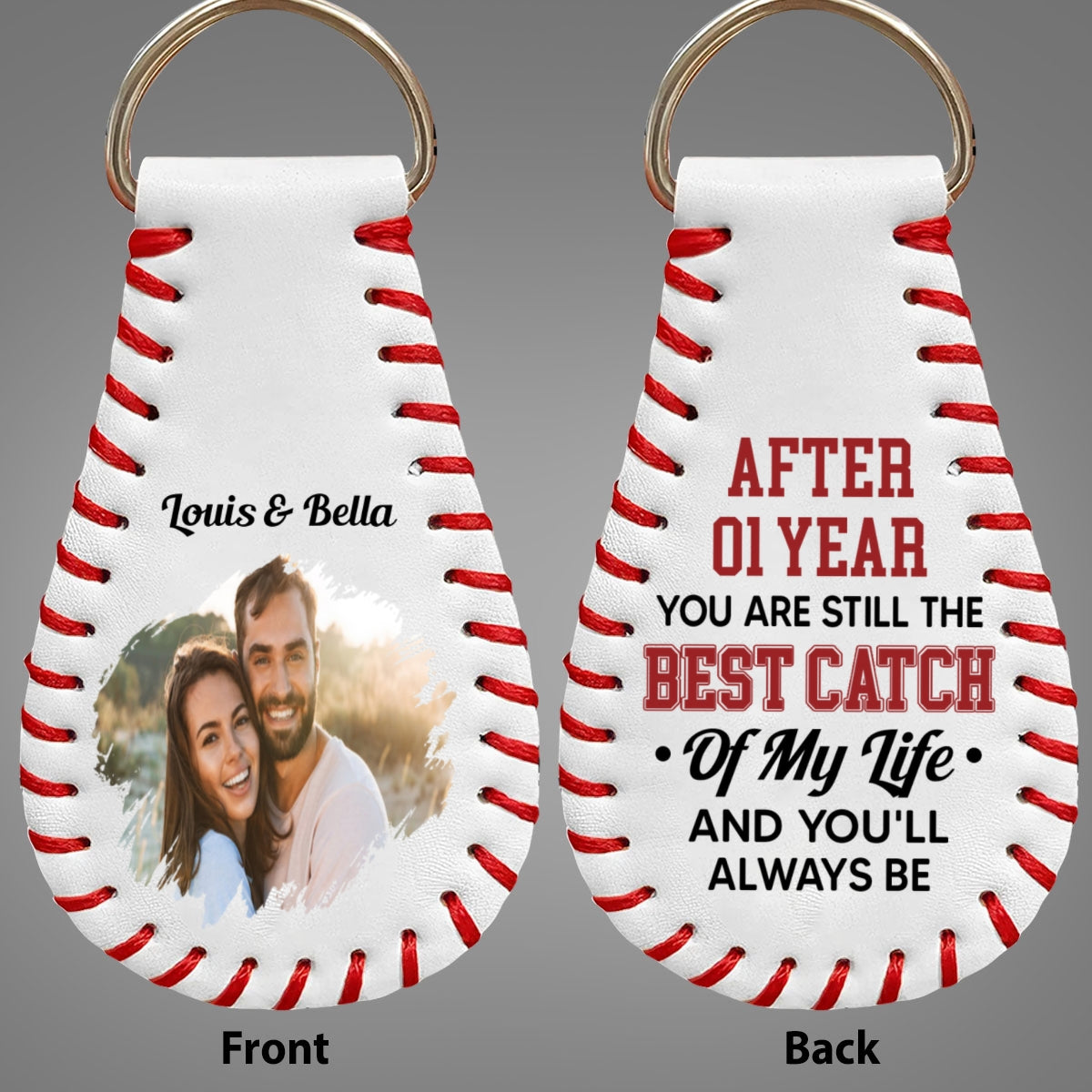 Best Catch - Personalized Leather Baseball Keychain