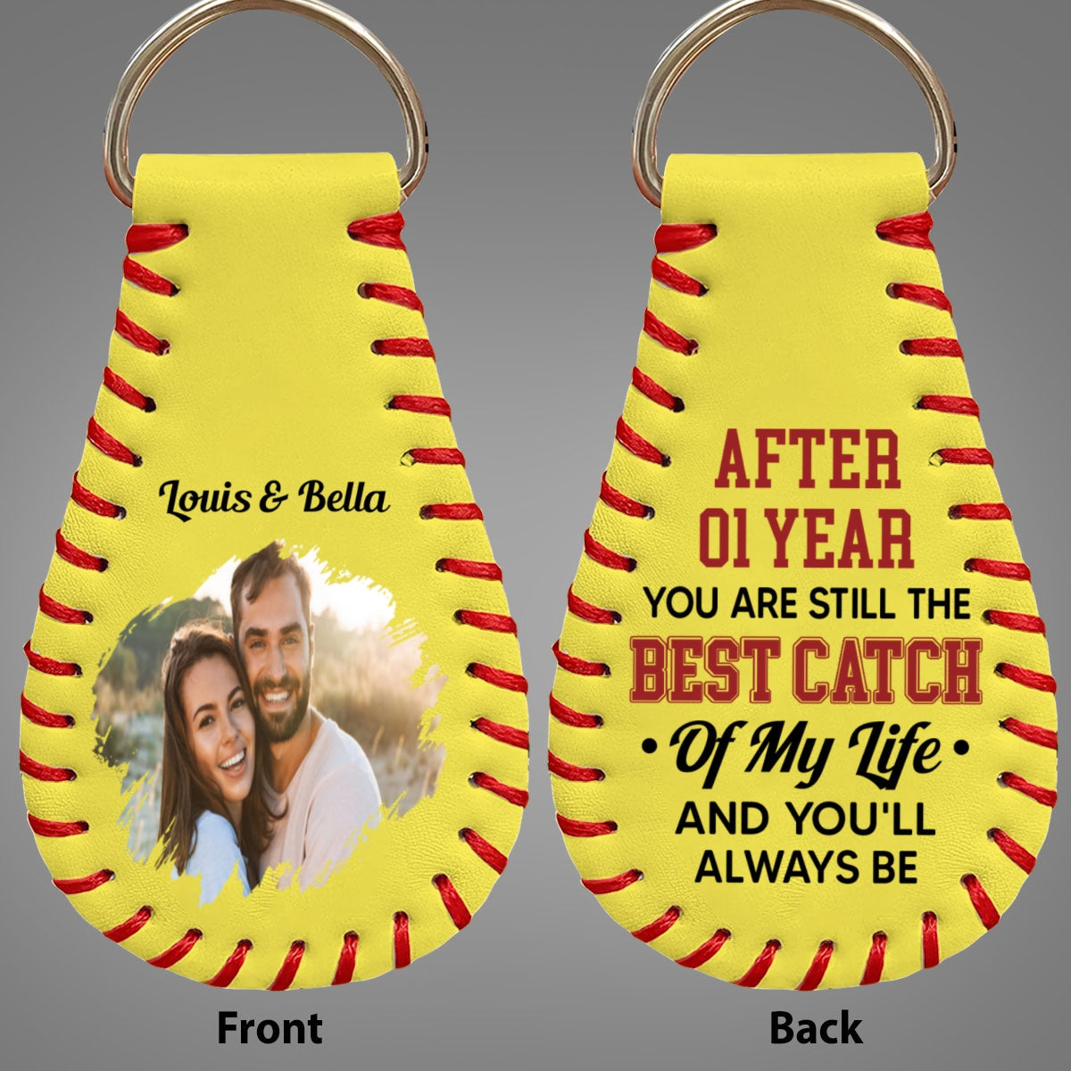 Best Catch - Personalized Leather Baseball Keychain