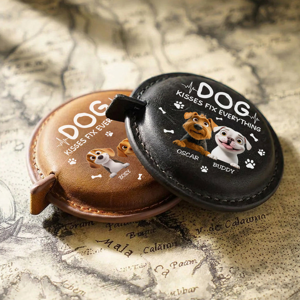 Dog Kisses - Personalized Leather Tape Measure