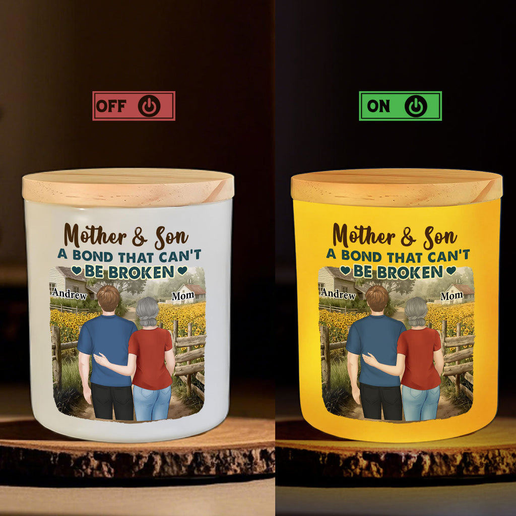 Sunflowers Mother And Child - Personalized Glass Jar With LED Candle