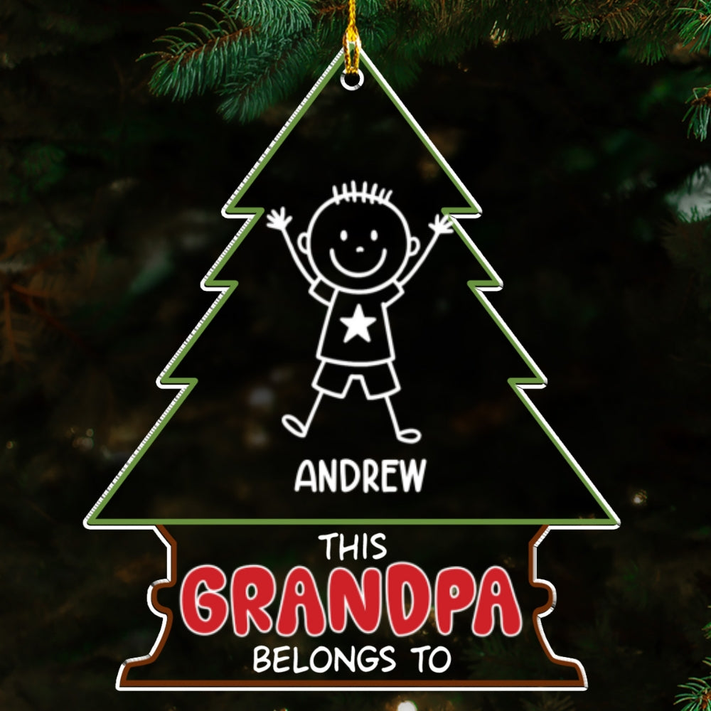 Custom Family Ornament, Christmas Gift for Family Members •  Grandpa Belongs To - Personalized Acrylic Ornament