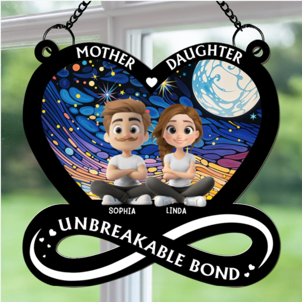Custom Hanging Decor for Mom Daughter, Mother's Day Gifts • Unbreakable Bond - Personalized Suncatcher