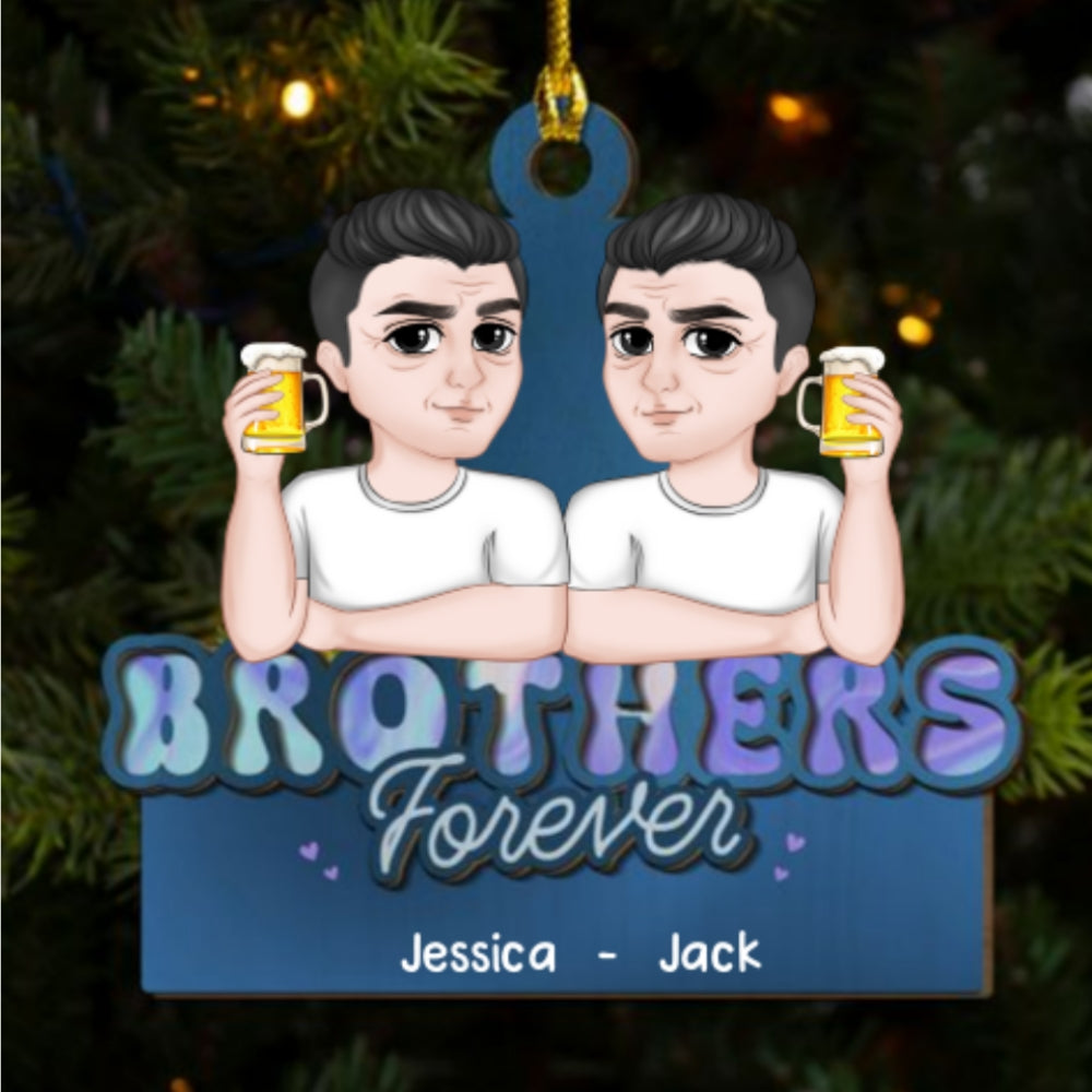 Custom Sister Christmas Ornament •  Siblings Forever - Personalized 2-Layered Wood Ornament