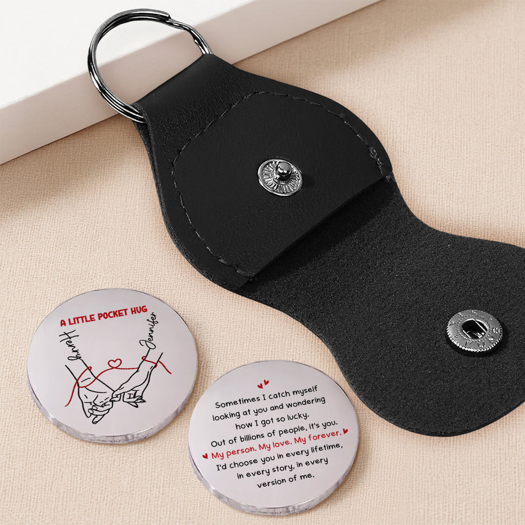 Custom Coin Keychain for Husband, Couple Anniversary Valentine's Day Gifts • How Lucky I Am 2 - Personalized Pocket Hug