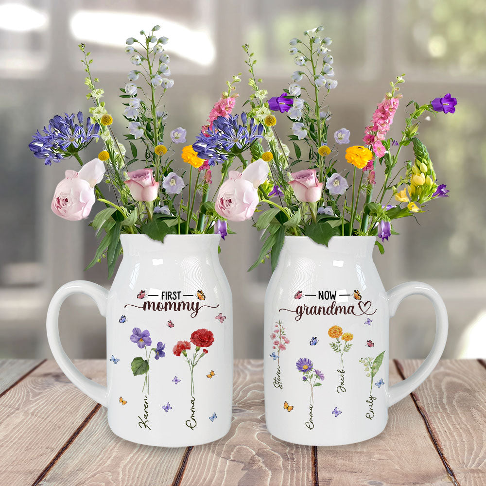First Mom Now Grandma - Personalized Flower Vase