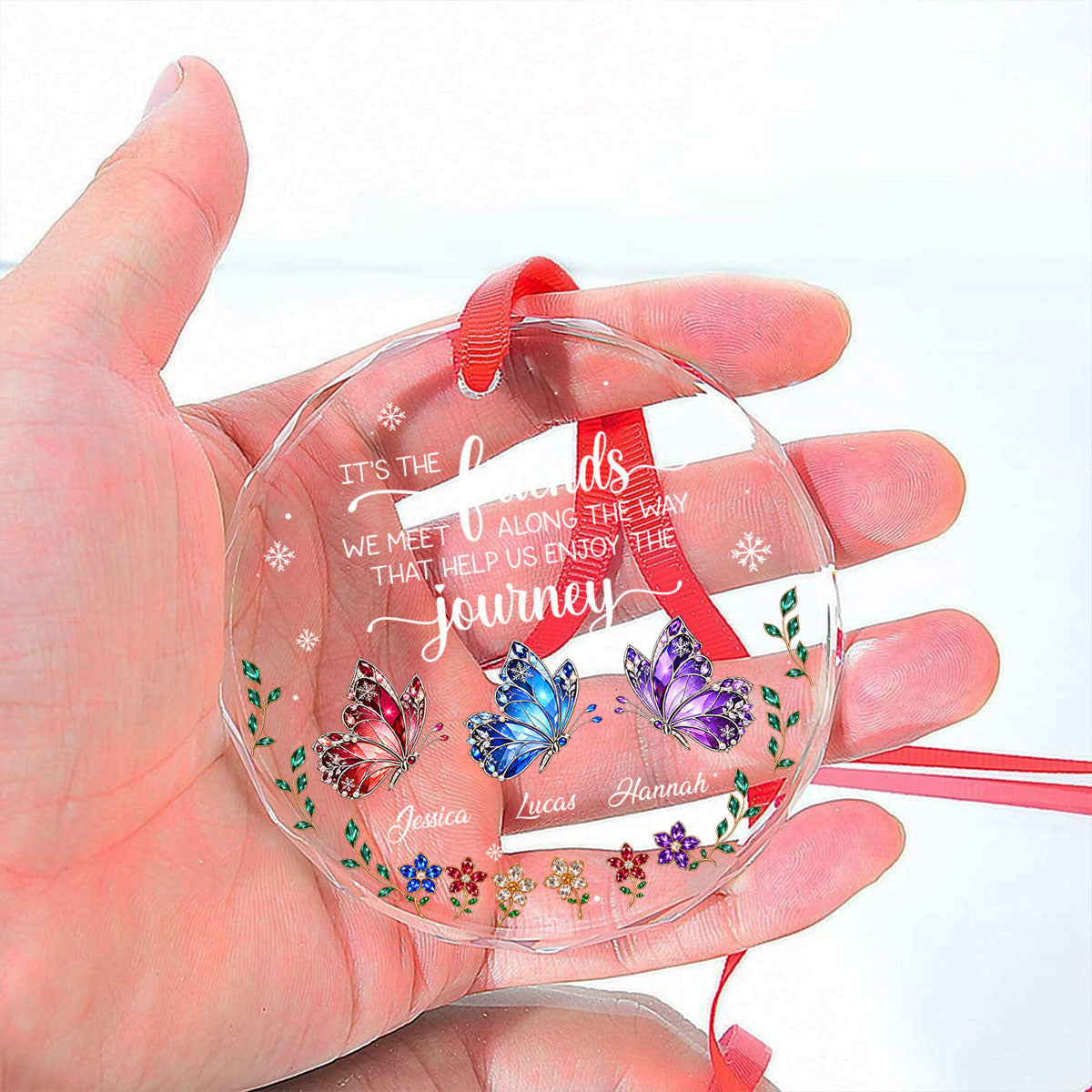 Custom Friendship Christmas Ornament, Best Friend Gift •  Our Journey - Personalized Glass Ornament