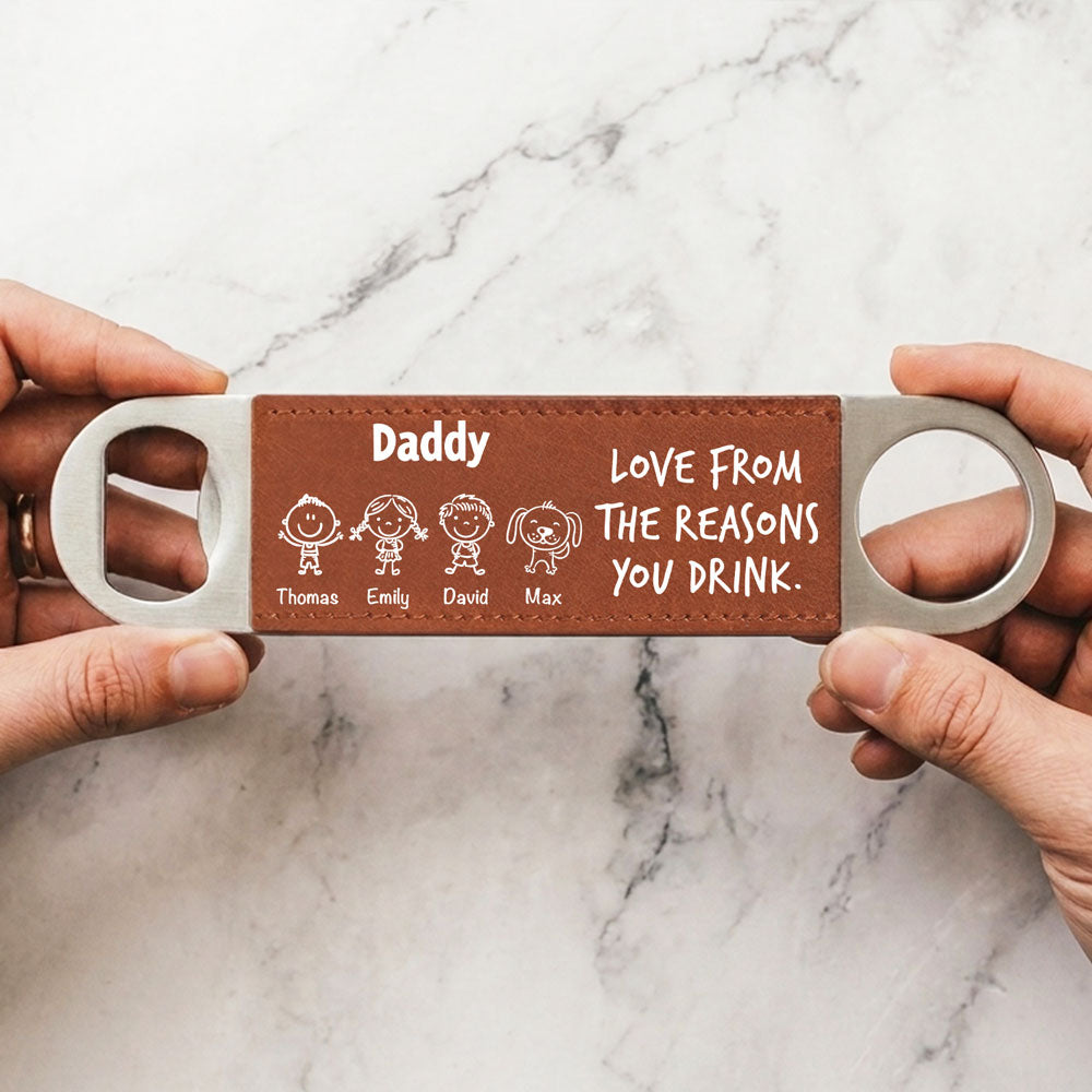 From The Reasons Your Drink - Personalized Leather Bottle Opener