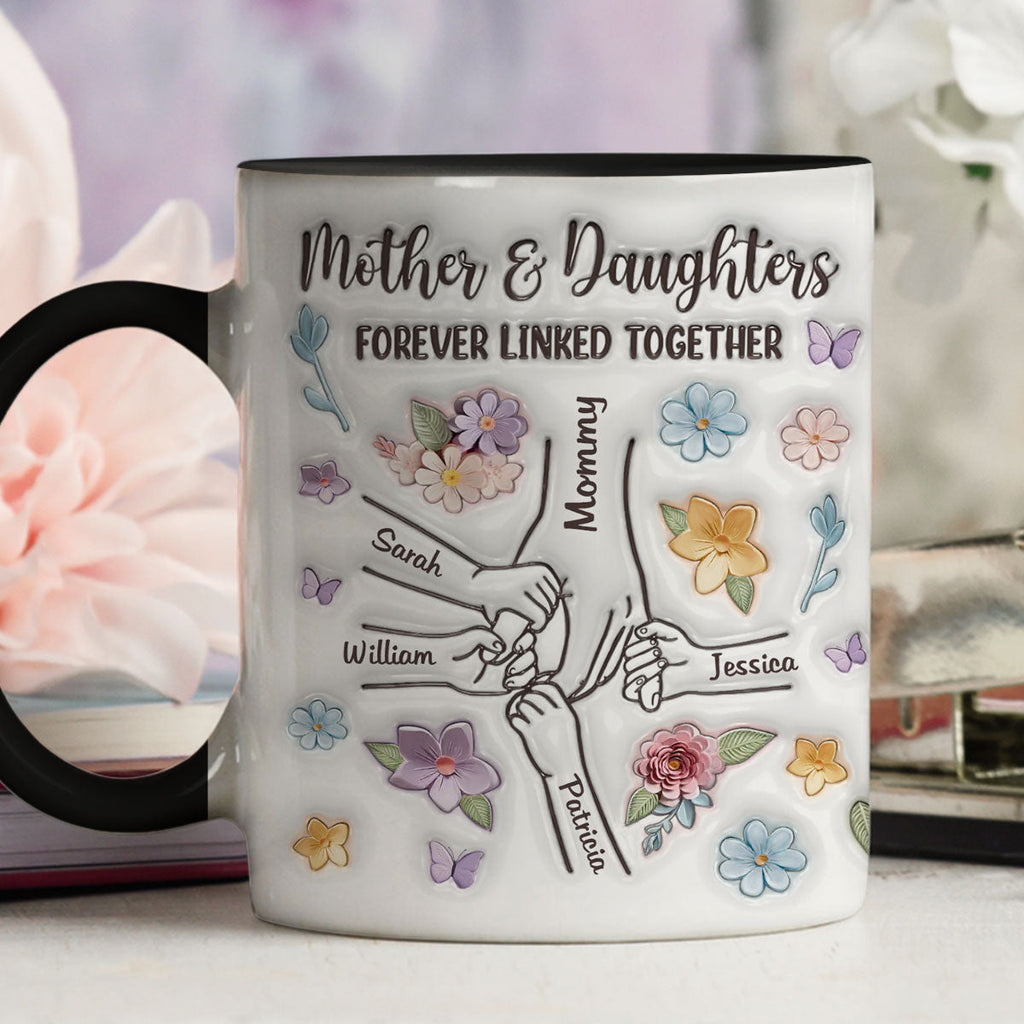 Custom Mother's Day Gift for Mom & Grandma • Hold My Hand - Personalized 3D Inflated Effect Accent Mug