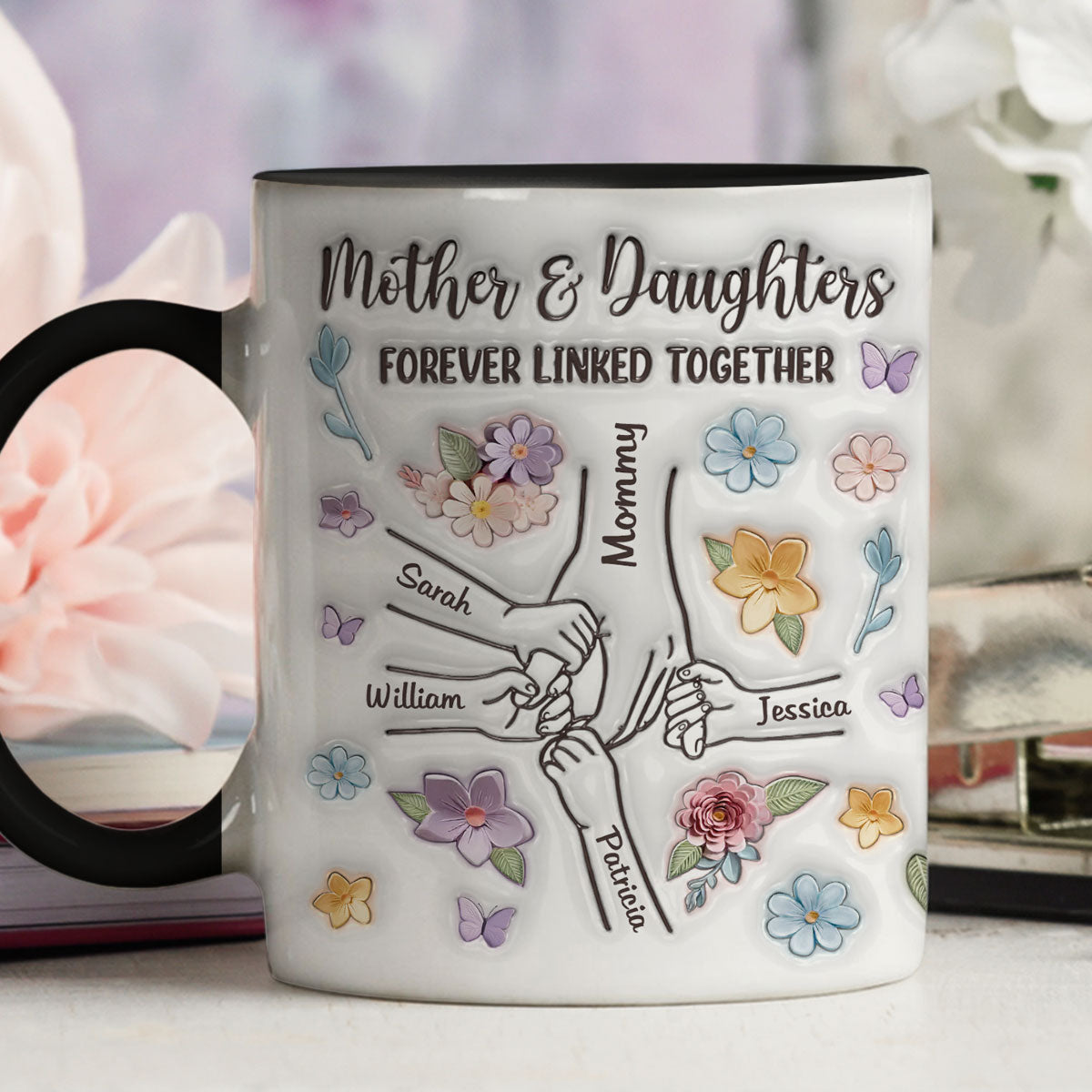 Custom Mother's Day Gift for Mom & Grandma • Hold My Hand - Personalized 3D Inflated Effect Accent Mug