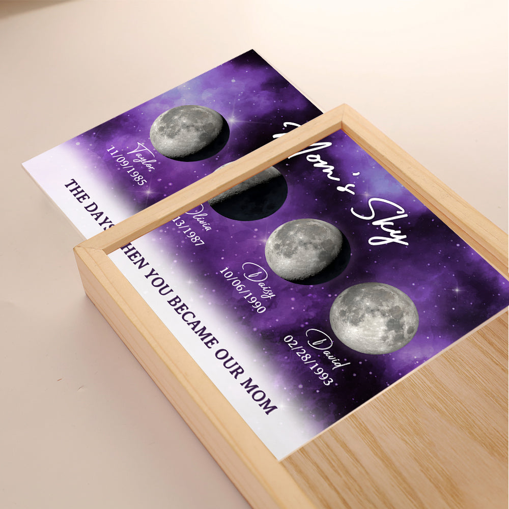 The Moon When You Become Mom - Personalized Frame Light Box