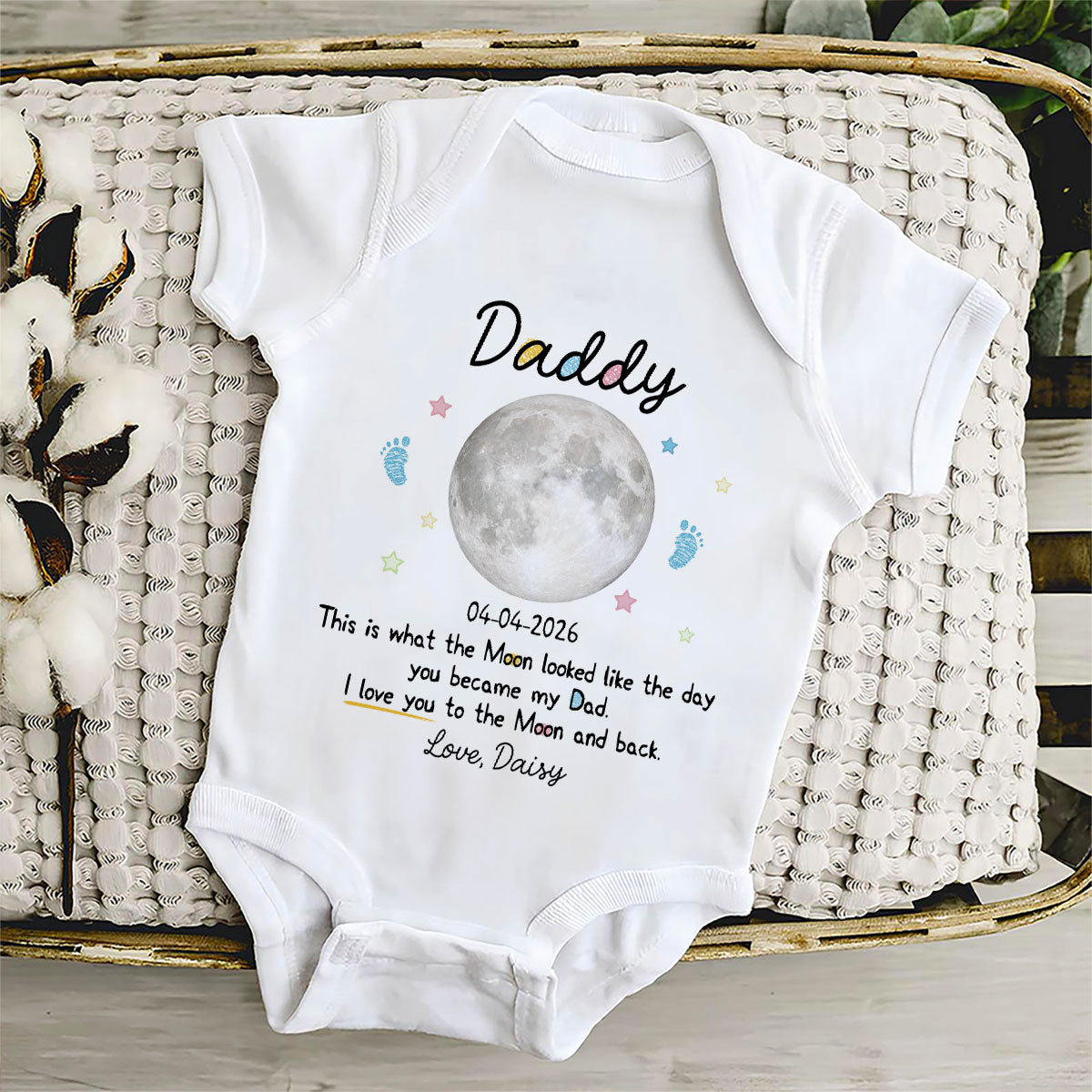 Moon Phase 1st Fathers Day Gift - Personalized Baby Onesie