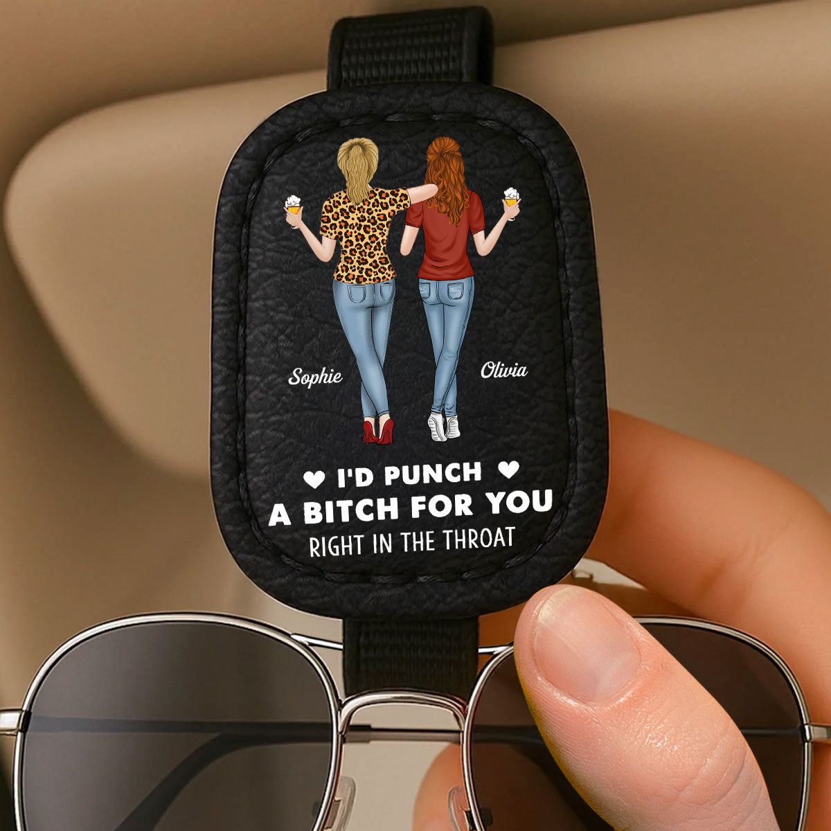 I'd Punch For You - Personalized Sunglasses Holder For Car Visor