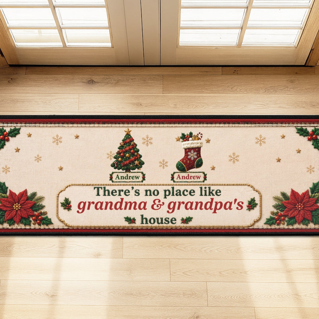 Custom Family Name Christmas Rug, Holiday Gift For Grandma Grandpa • Holiday Gathering - Personalized Runner Rug