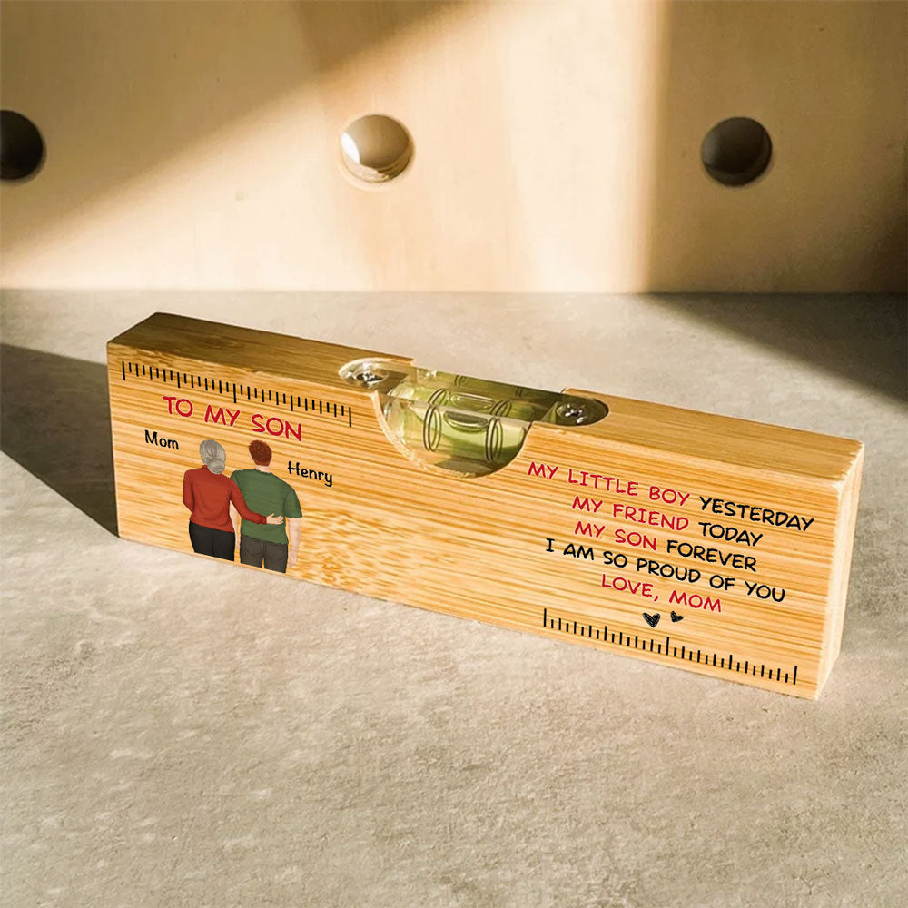 My Son Forever - Personalized Wooden Spirit Level Bottle Opener