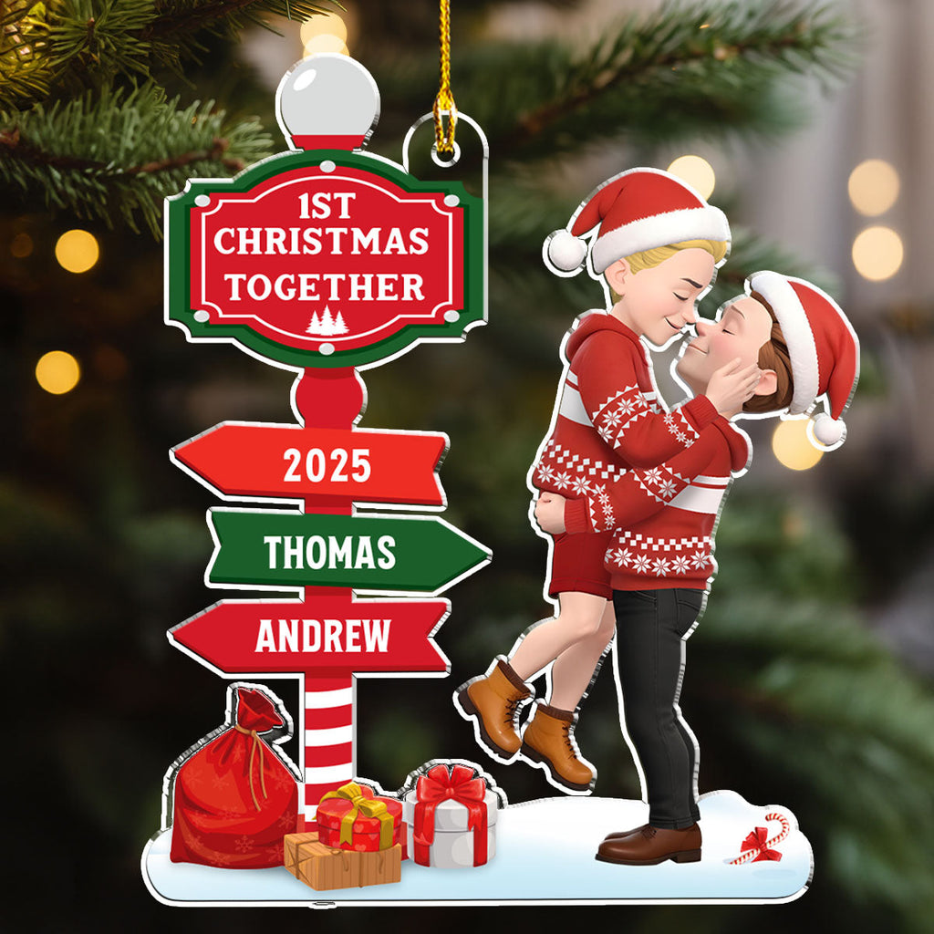 Custom First Christmas Ornament Married, Gift for Newlyweds •  Together Since First Christmas - Personalized Acrylic Ornament