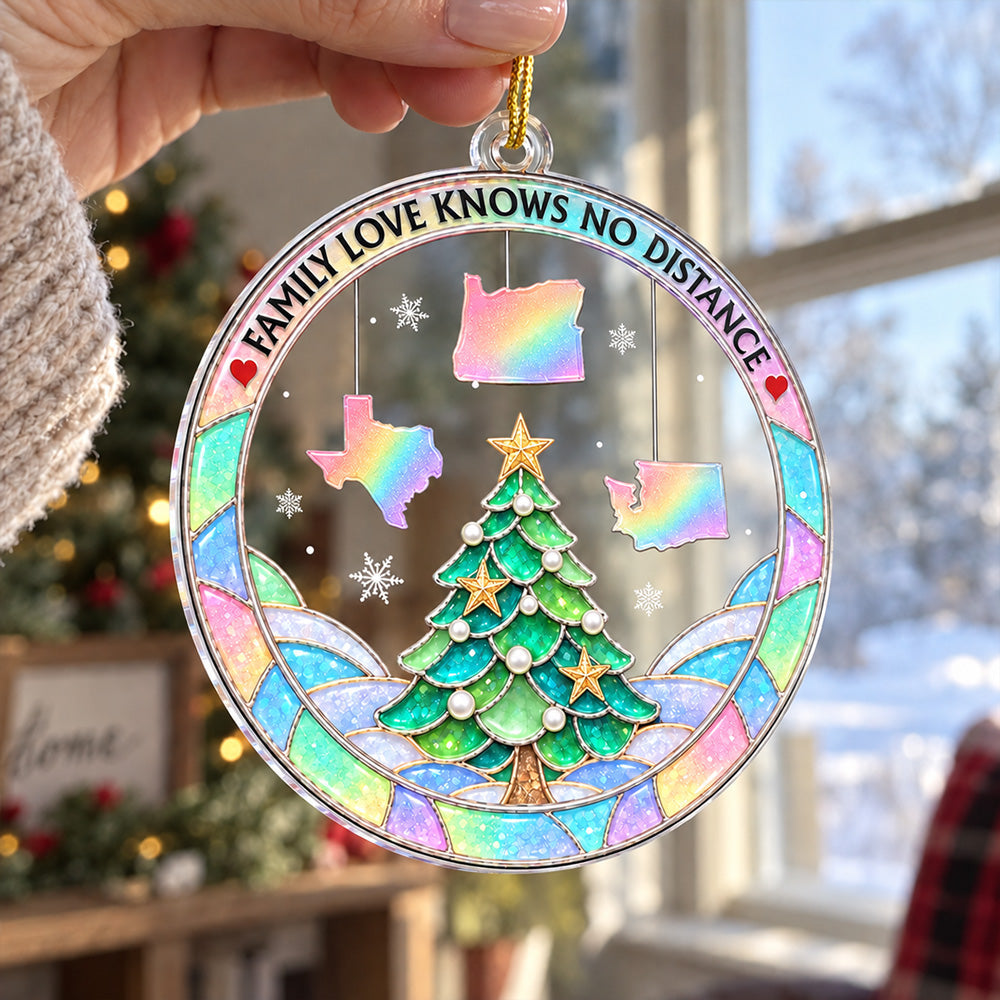 Custom Keepsake Christmas Ornament •  Family Beyond Distance - Personalized Acrylic Ornament