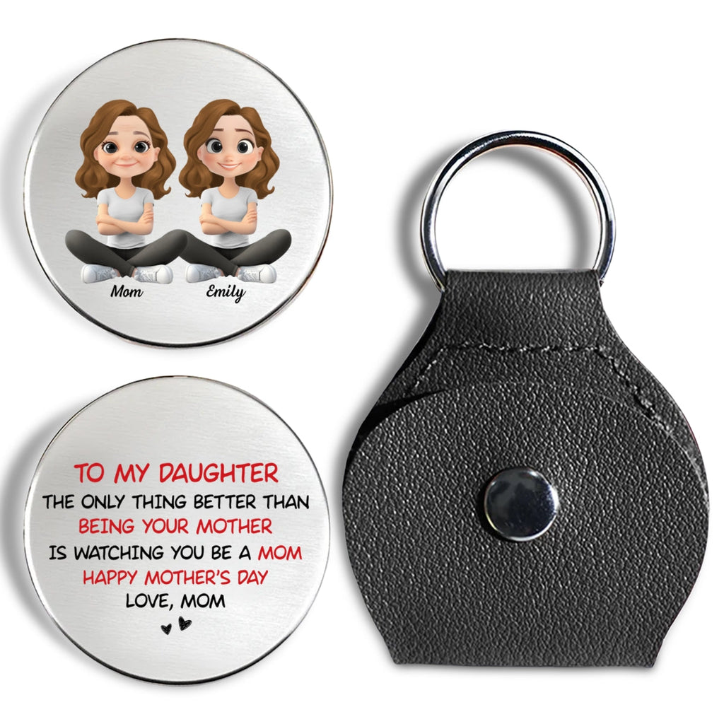 Custom Coin Keychain for Daughter Mom, Mother's Day Birthday Gifts • To My Daughter Cartoonize - Personalized Pocket Hug