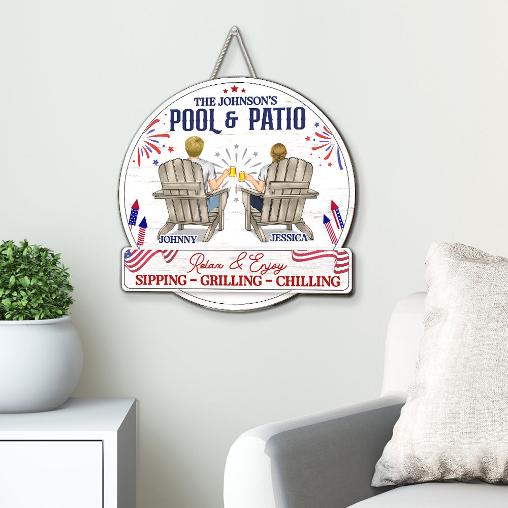 Custom Family Campground Sign, Campsite Outdoor Wall Decor • Relax And Enjoy - Personalized Wood Sign