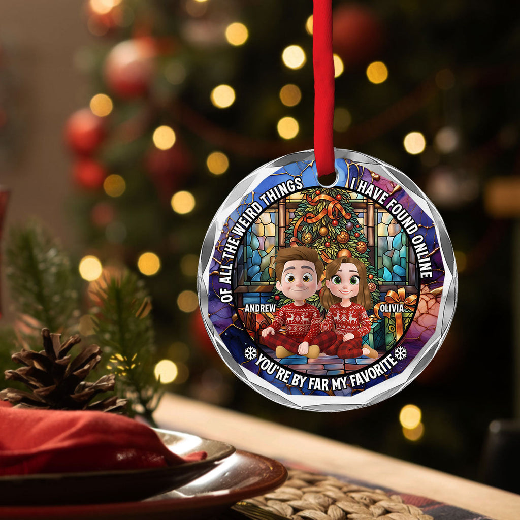 Custom Couple Christmas Ornament, Anniversary Gift •  I Have Found You Online - Personalized Glass Ornament