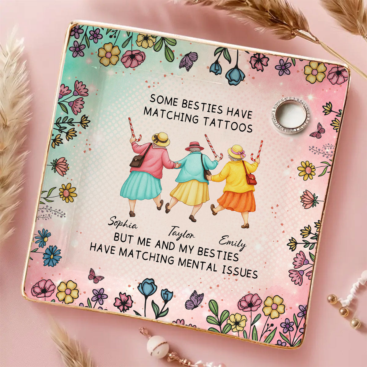 Custom Trinket Dish, Meaningful Birthday Gift For Her • Crazy Besties - Personalized Jewelry Dish