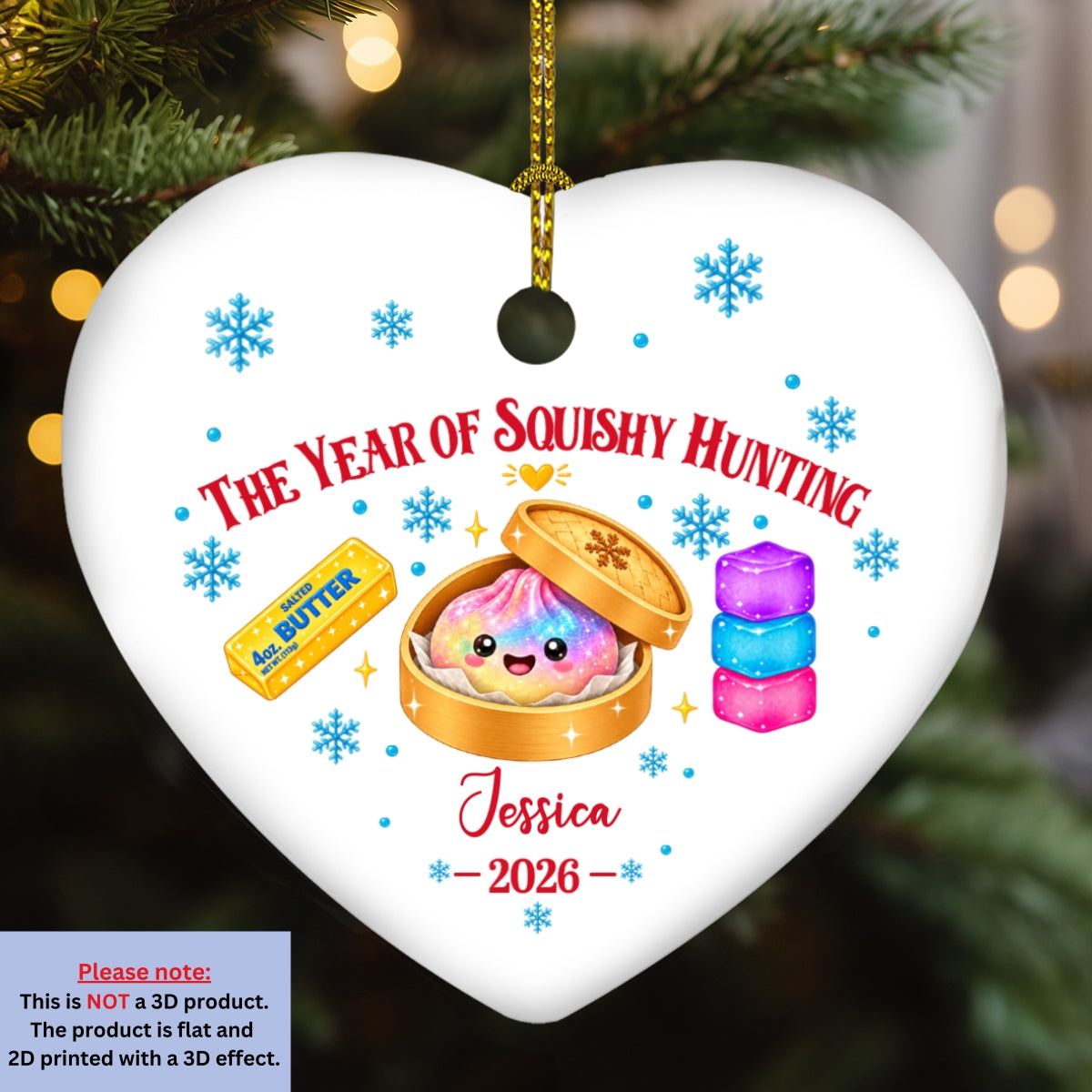 Custom Cute Gift For Kids 2026, Dumpling Squishy Christmas Ornament • Christmas Joy For Squishy Lovers - Personalized Ceramic Ornament
