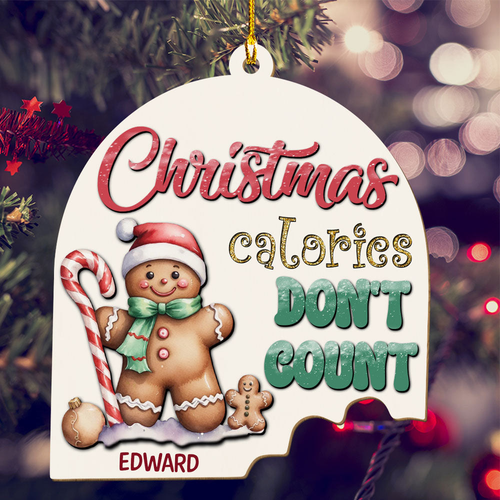 Custom Family Ornament, Christmas Gift for Family Members •  Christmas Calories - Personalized Wood Ornament