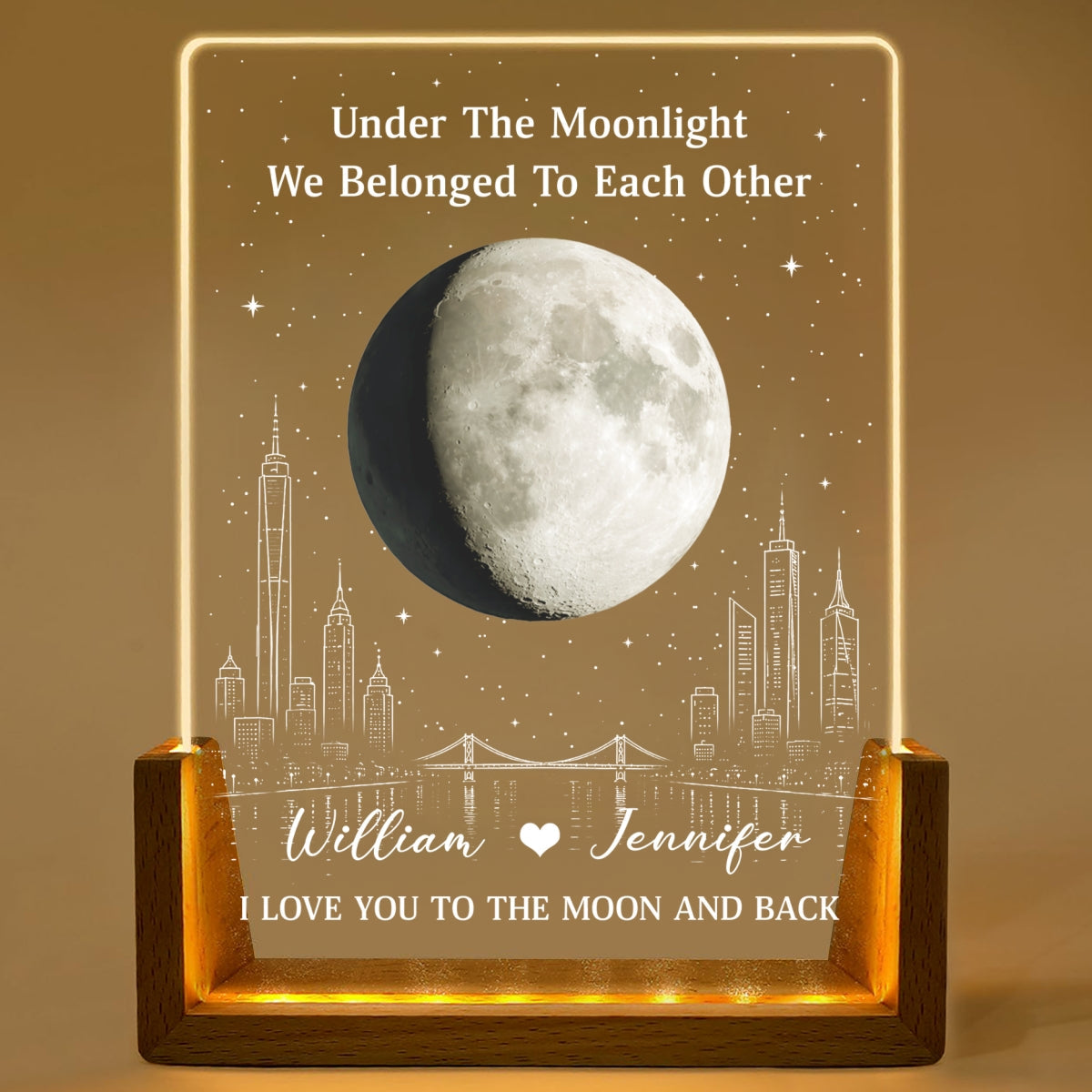 Custom Anniversary, Wedding, Christmas Gift For Husband, Him• Under The Moonlight - Personalized Night Light