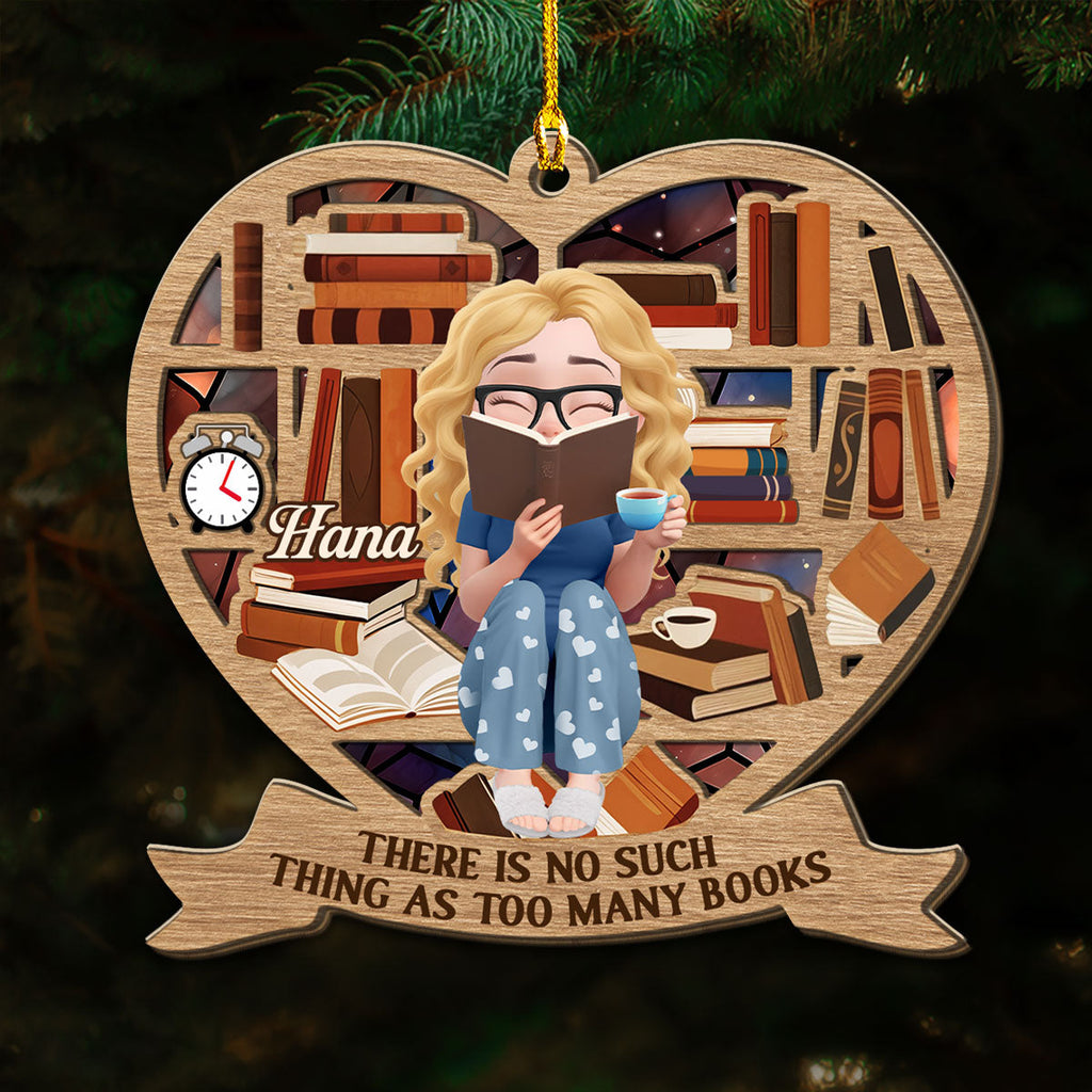 Custom Keepsake Christmas Ornament •  My Heart Belongs To Books - Personalized 3D Effect Wood Ornament