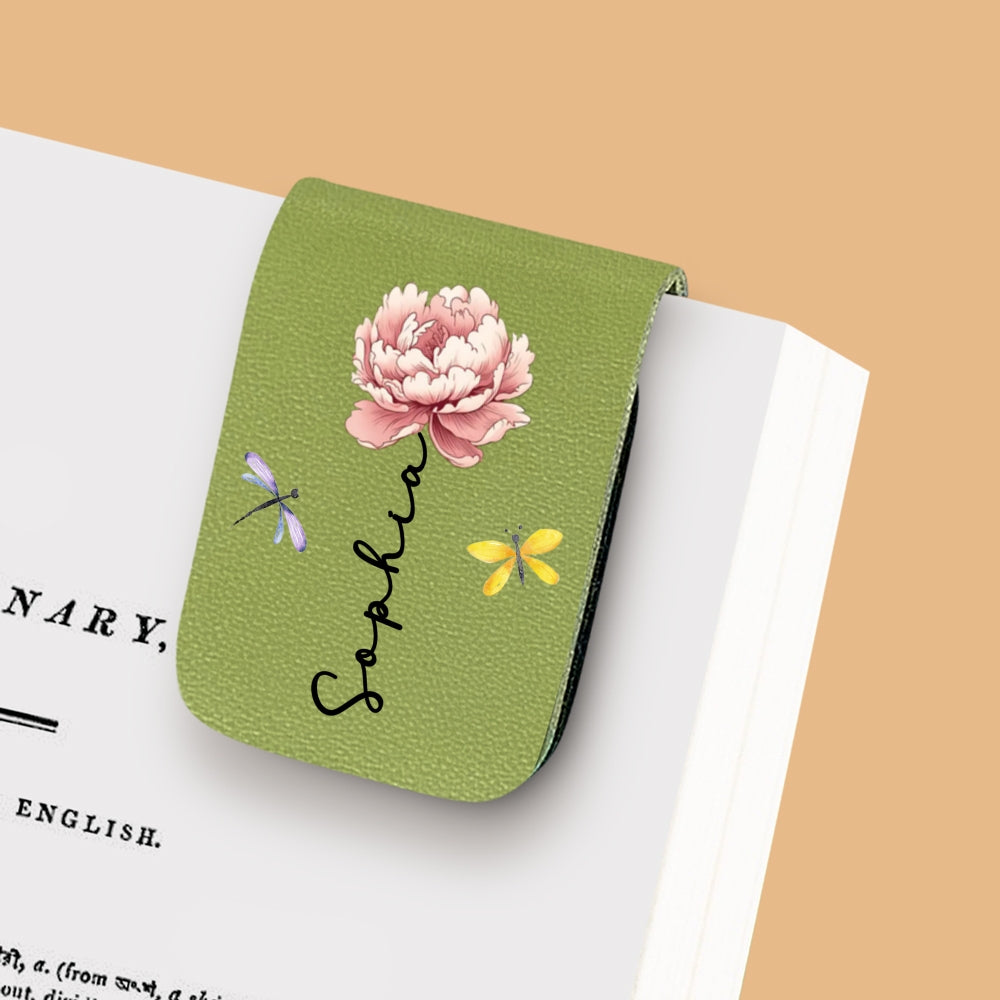 Monthly Flower - Personalized Leather Bookmark