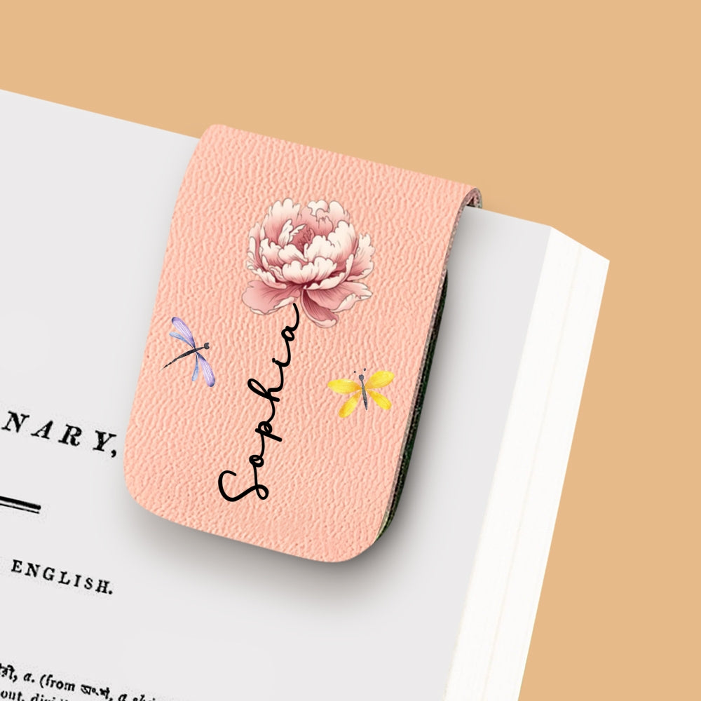 Monthly Flower - Personalized Leather Bookmark