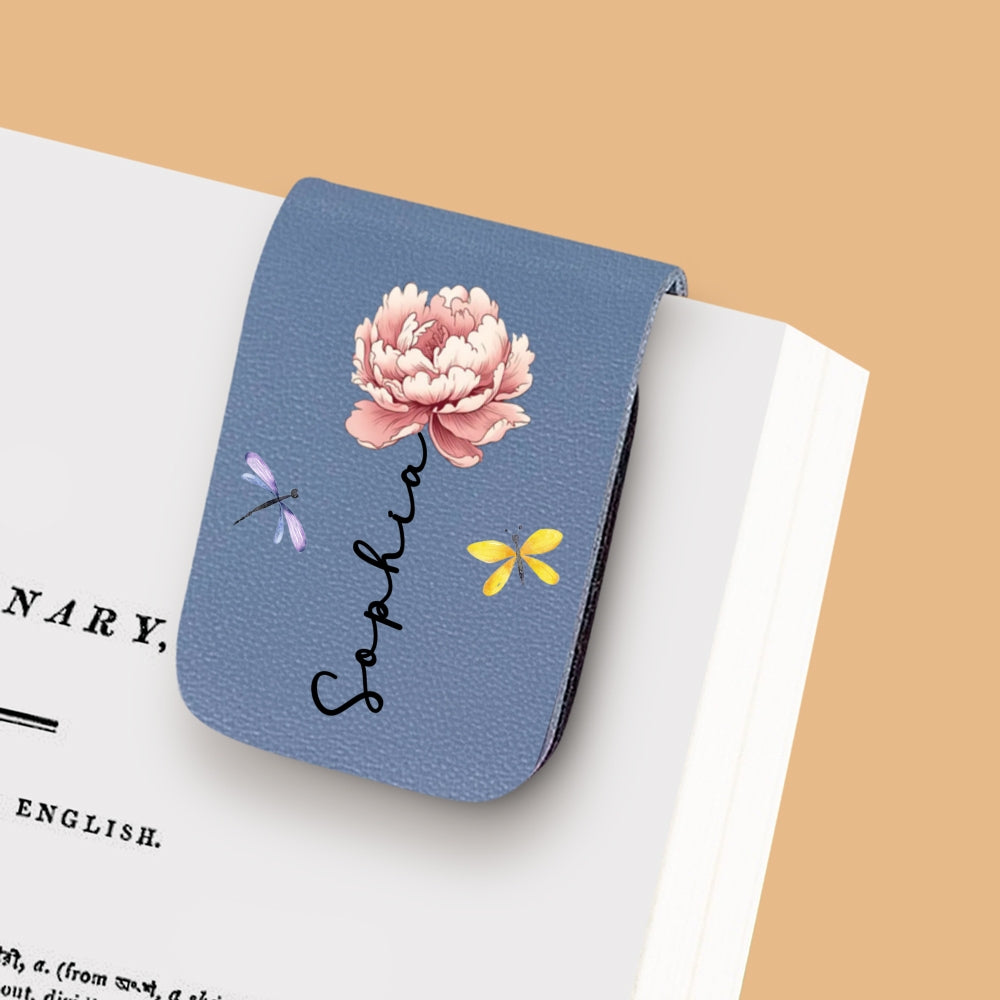 Monthly Flower - Personalized Leather Bookmark