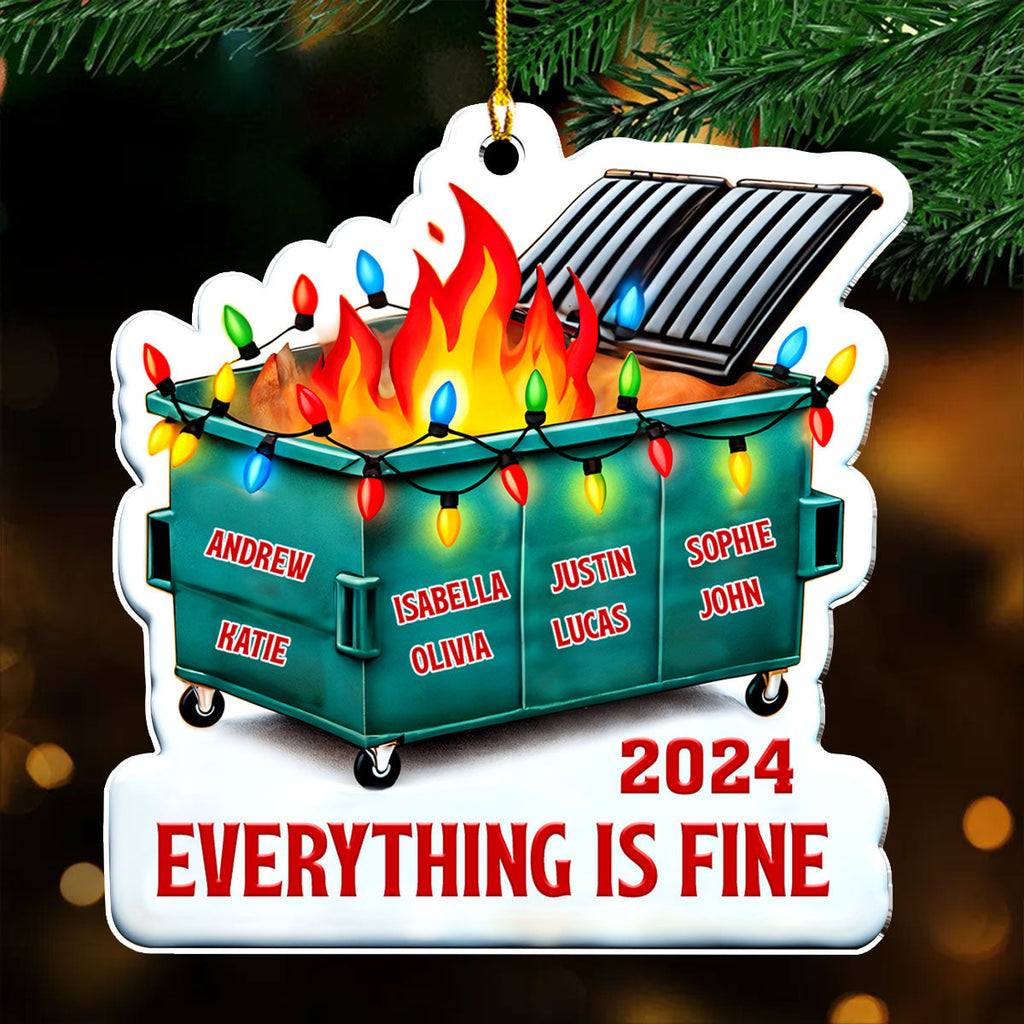 Custom Coworker Christmas Ornament, Team Appreciation Gift •  Everything Is Fine Work Besties - Personalized Acrylic Ornament