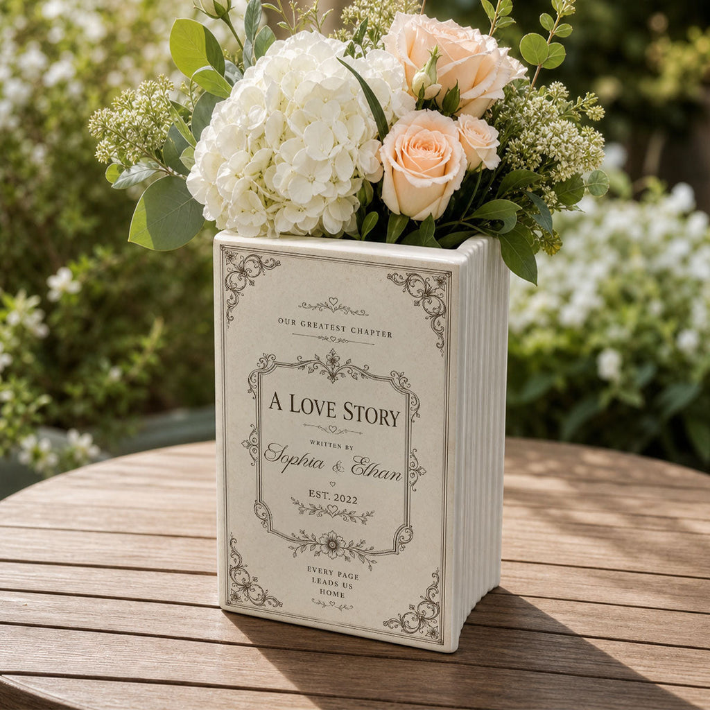 A New Chapter Begins With You - Personalized Ceramic Book Vase