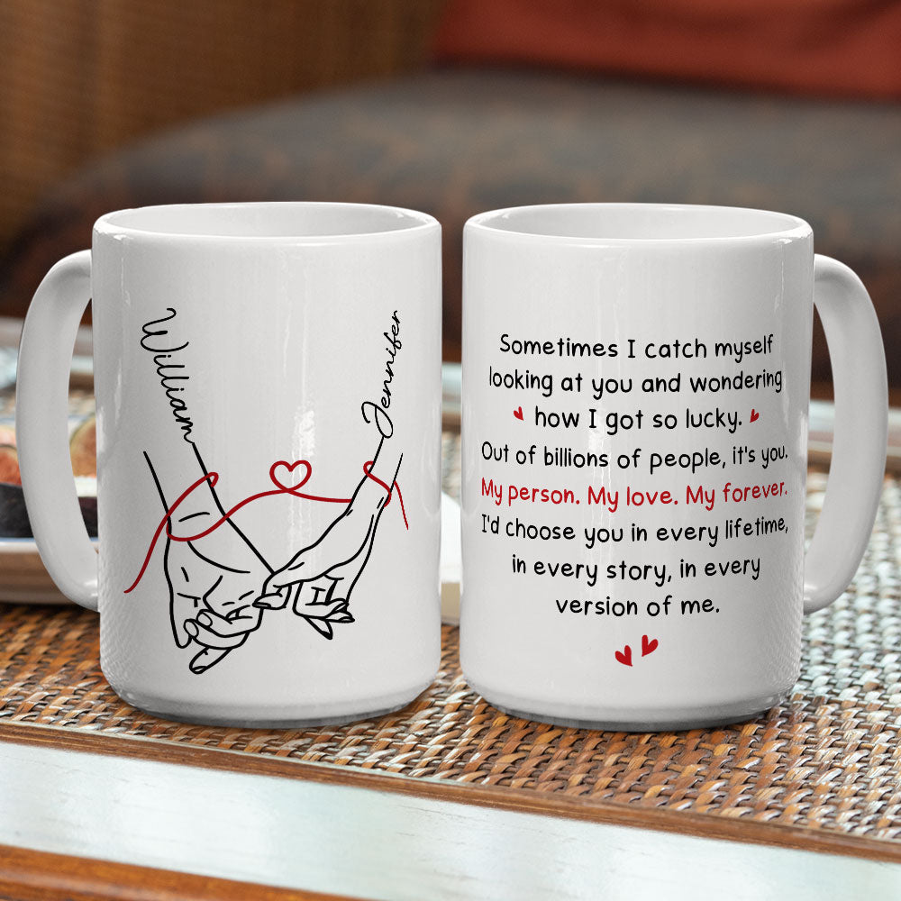 Custom Anniversary Keepsake Gifts For Couple • How Lucky I Am - Personalized Coffee Mug