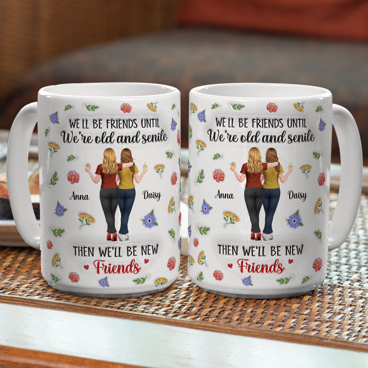 Custom Best Friend, Christmas & Birthday Friendship Keepsake Gift • Friends For Life Funny - Personalized 3D Inflated Effect Mug