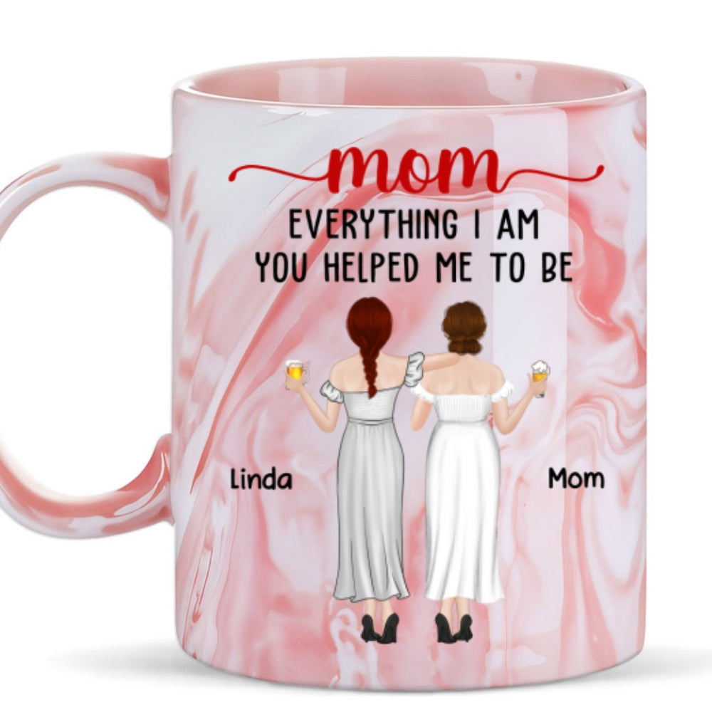 Custom Mother's Day Gift for Mom & Grandma • Everything I Am - Personalized Pink Marble Mug