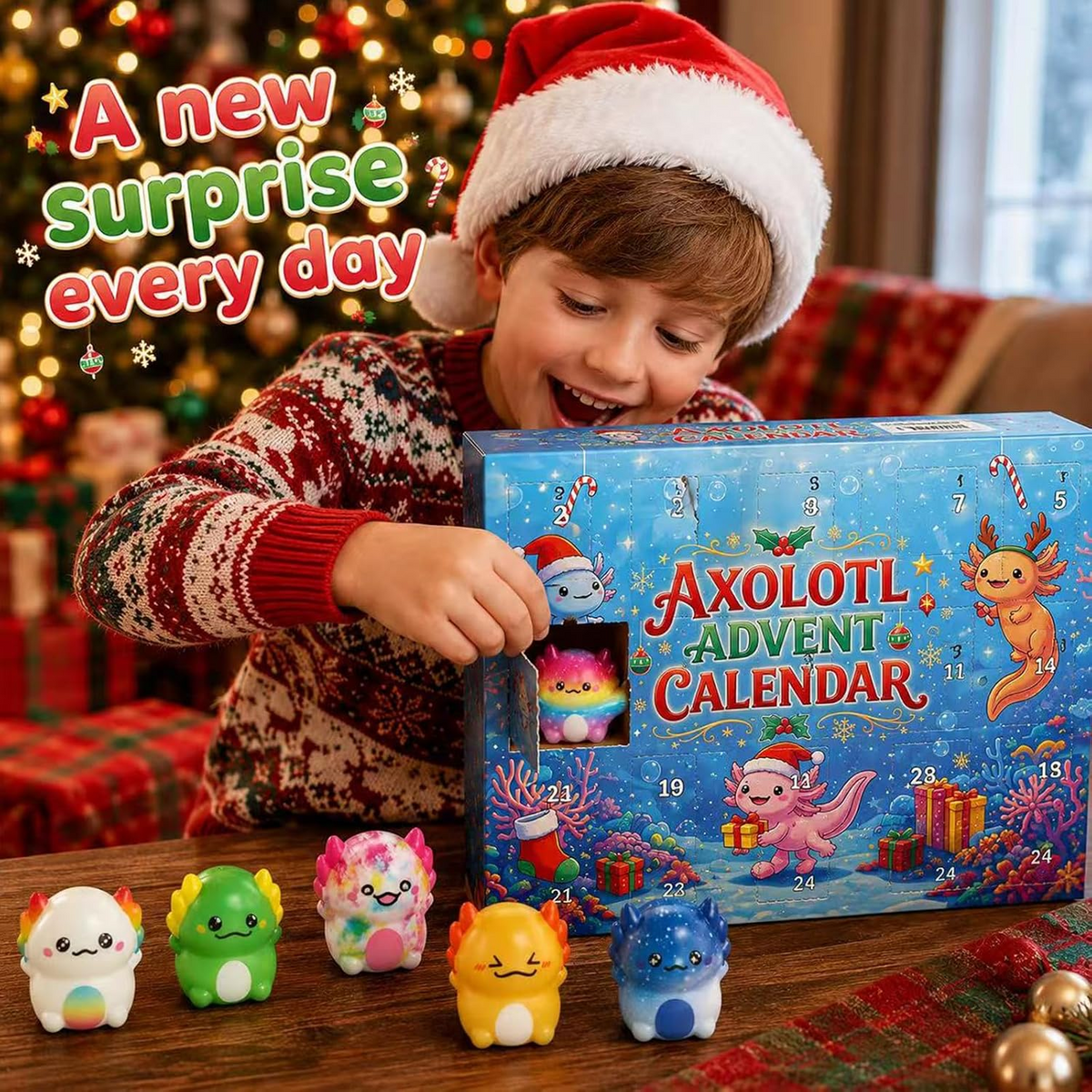 Axolotl Squishy Advent Calendar 2026, Christmas Gifts For Kids