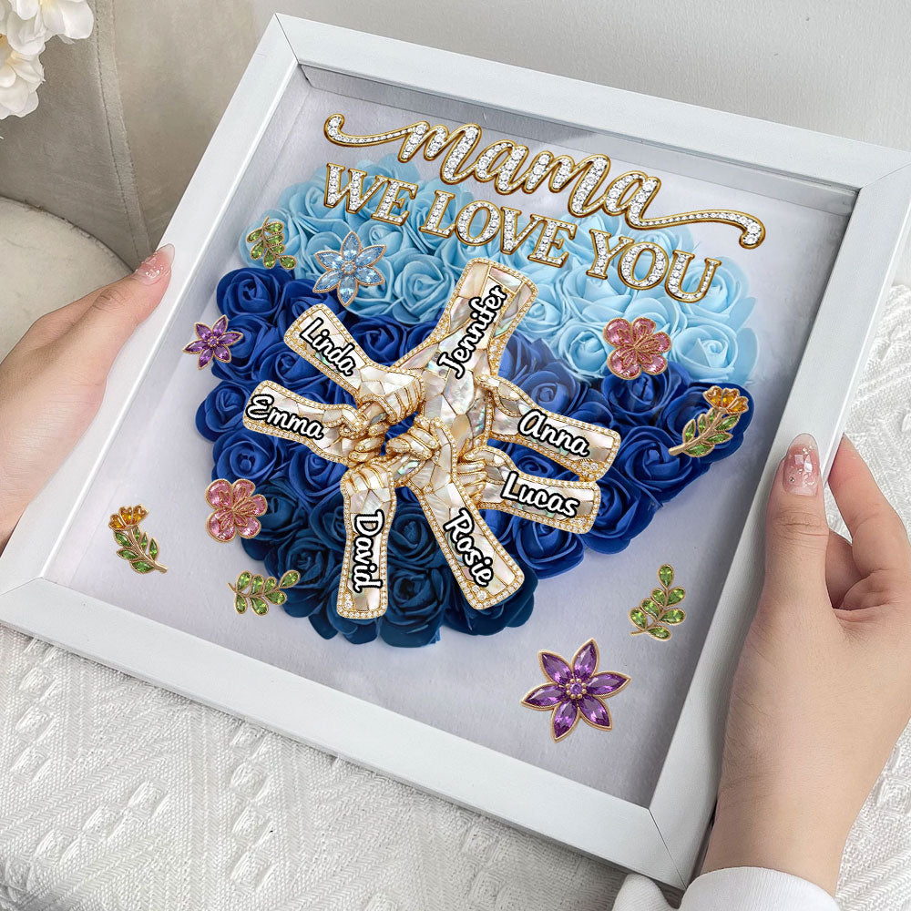 Love You Mom - Personalized Flower Shadow Box