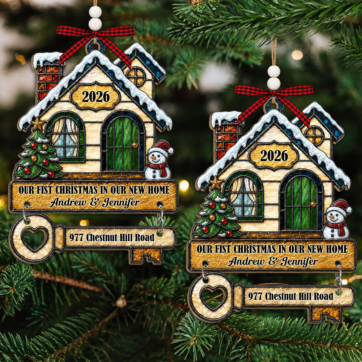 Custom Keepsake Christmas Ornament •  New Memories - Personalized Wooden Ornament With Tag
