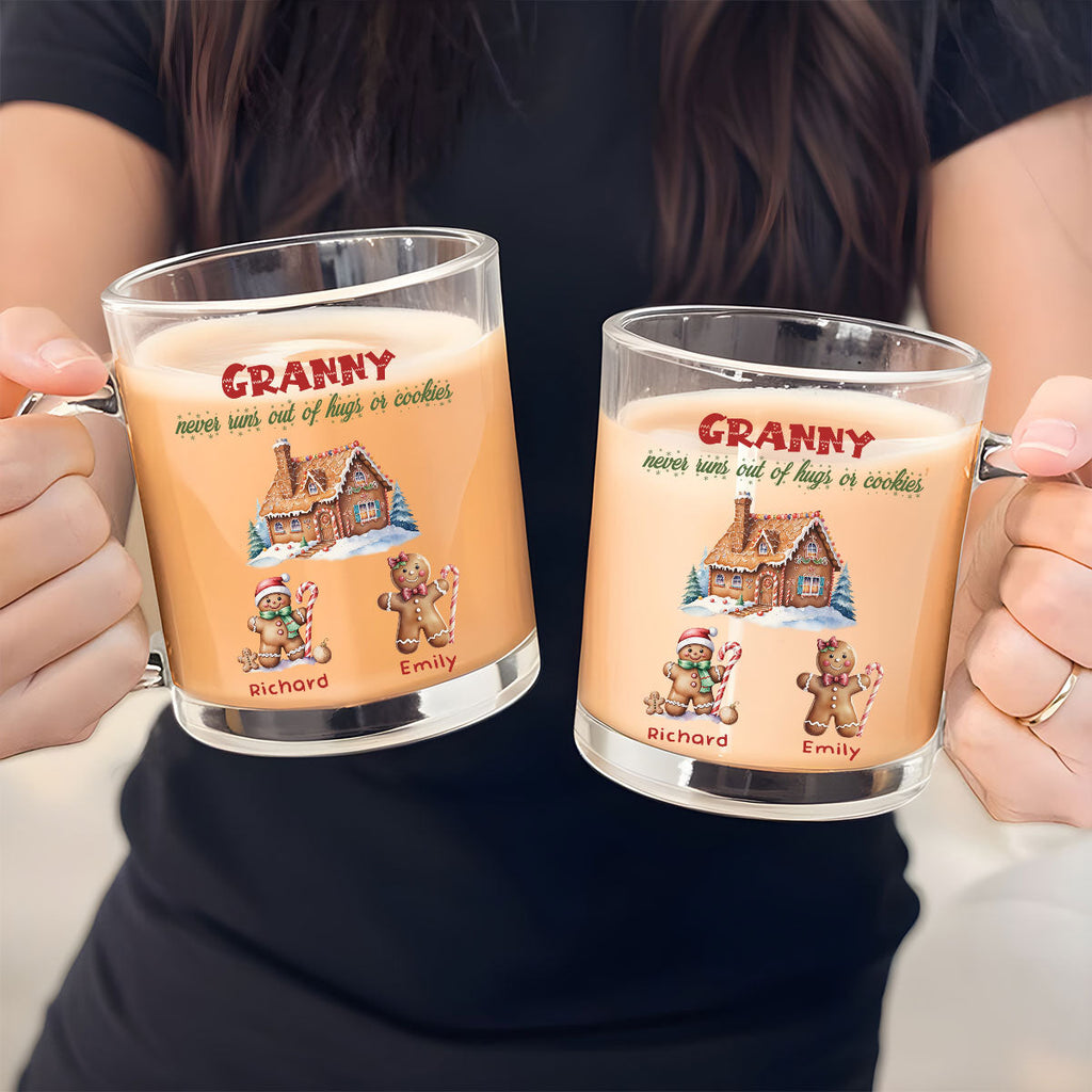 Custom Christmas & Birthday Gift For Grandma • Grandma Never Run Out of Cookies - Personalized Glass Mug