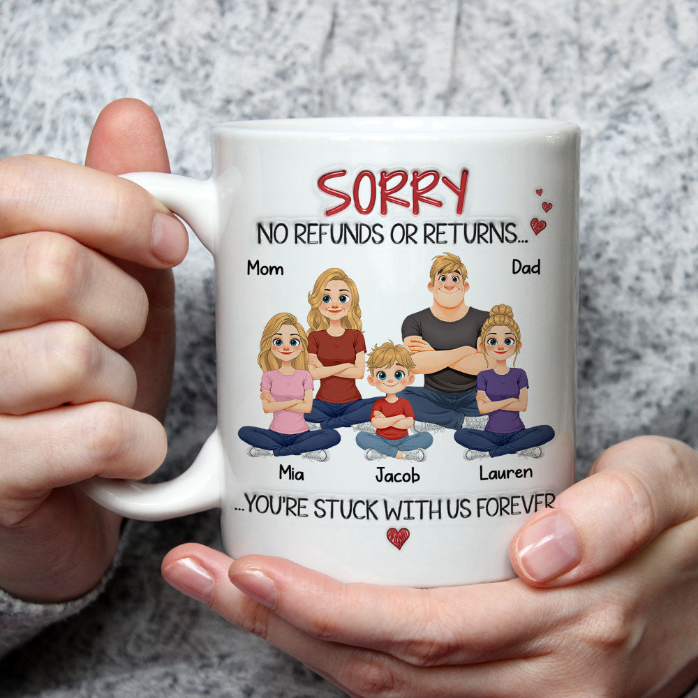 Custom Anniversary Keepsake Gifts For Couple • You Are Stuck With Us Forever - Personalized 3D Inflated Effect Coffee Mug