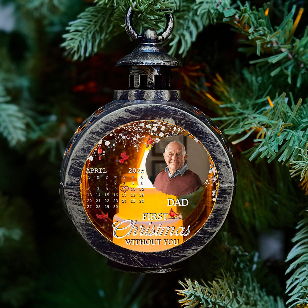Custom Photo Memorial Christmas Night Light, Remembrance Gifts • First Christmas Without You - Personalized Christmas Lantern