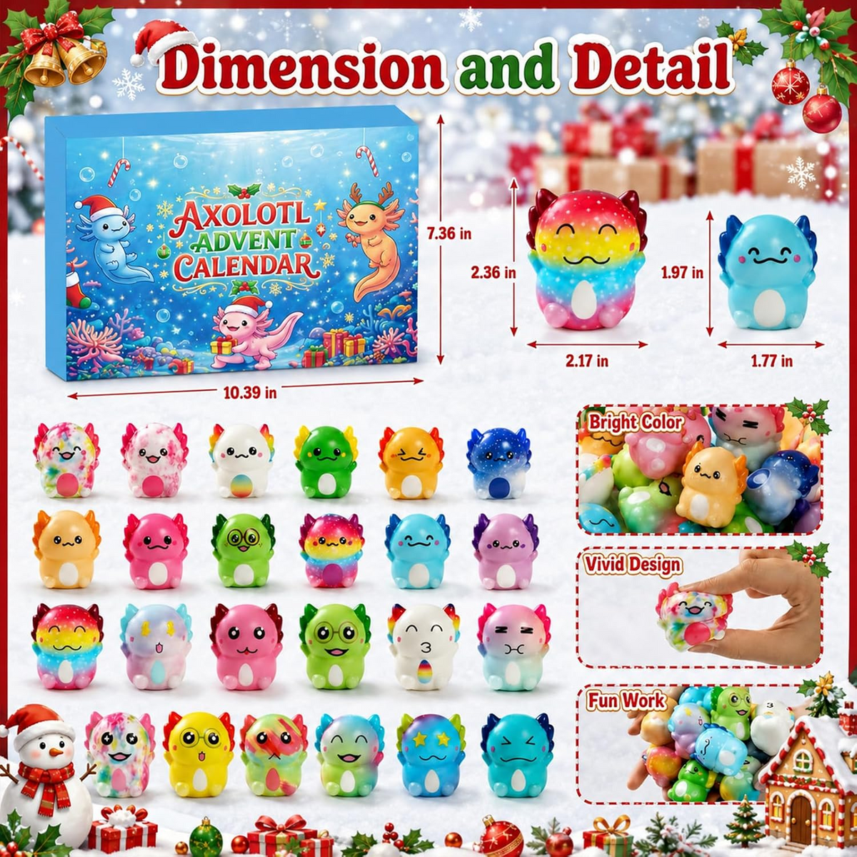 Axolotl Squishy Advent Calendar 2026, Christmas Gifts For Kids