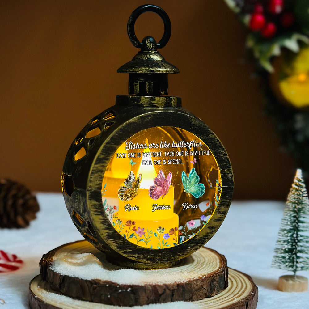 Custom Christmas Gifts for Sister, Siblings, Holiday Decor • Festive Sister Love - Personalized Christmas Lantern