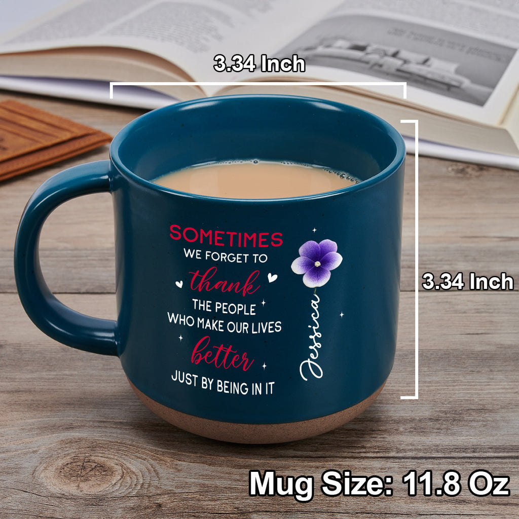 Custom Coworker, Christmas & Birthday Team Appreciation Gift • Bestie Birth Flower - Personalized Pottery Mug