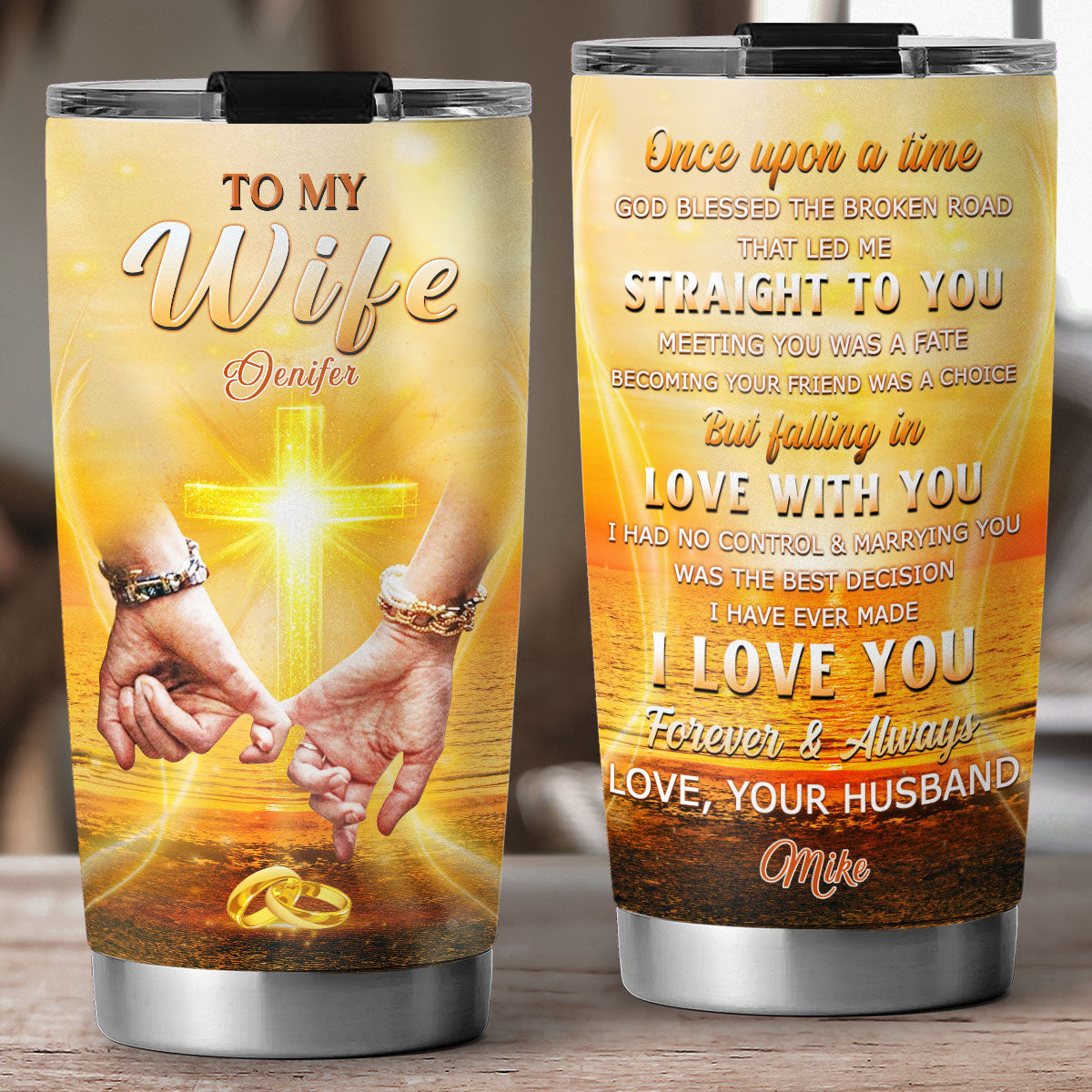 Custom Christmas Anniversary Gifts For Wife • God Blessed You And Me - Personalized Tumbler