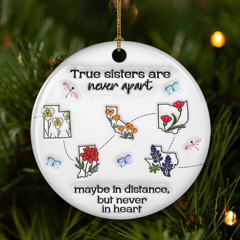 Custom Friendship Christmas Ornament, Best Friend Gift •  Always Close At Heart - Personalized 3D Inflated Effect Ceramic Ornament