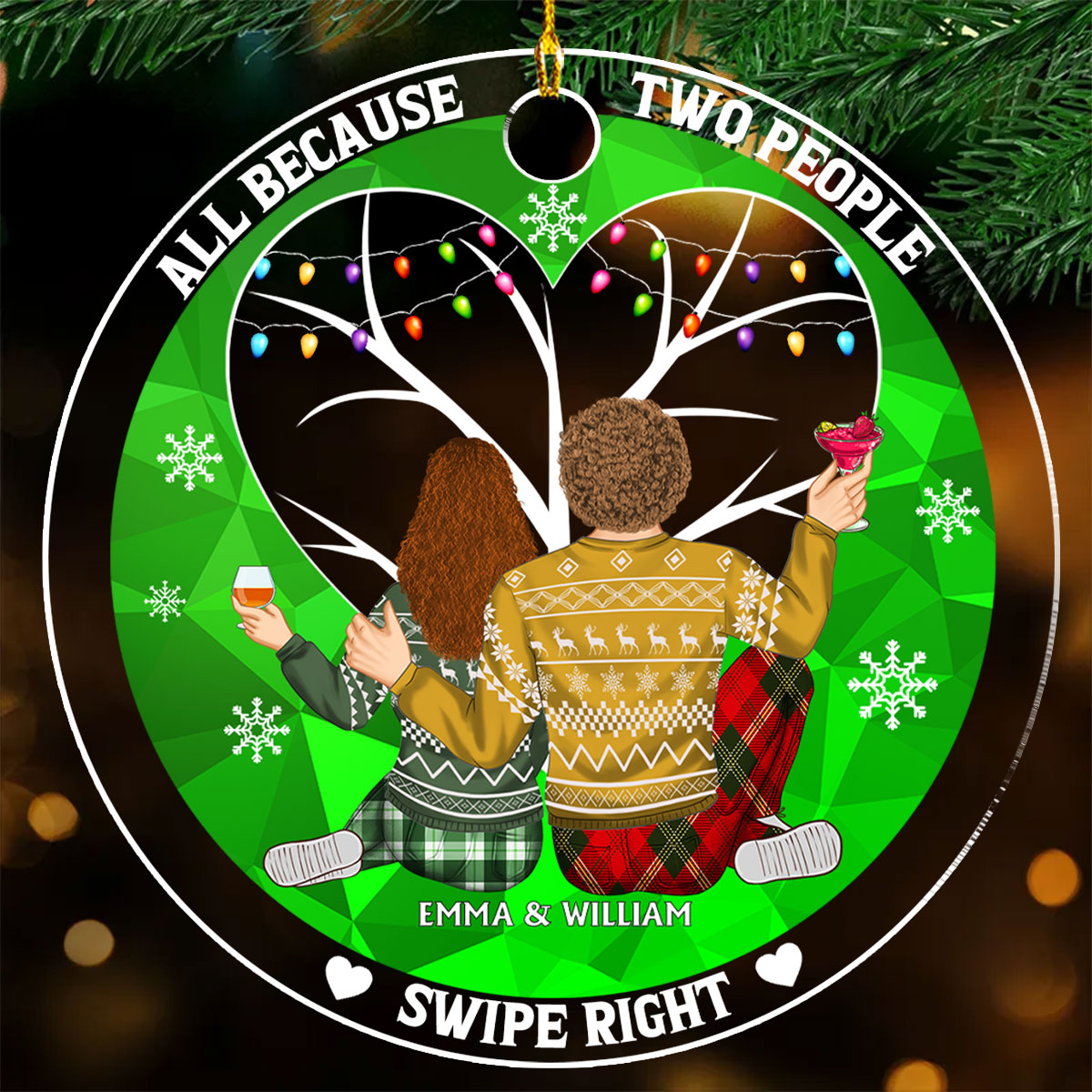 Custom Couple Christmas Ornament, Anniversary Gift •  Of All The Weird Things - Personalized Acrylic Ornament